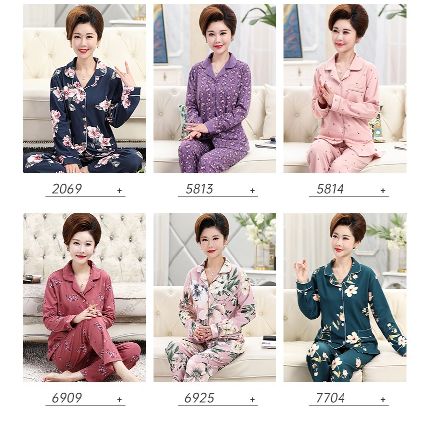 中老年中年媽媽睡衣女士純棉長袖春秋款老年大碼家居服套裝可外穿-細節圖9