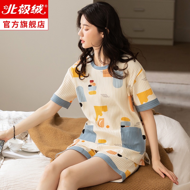 睡衣女士夏季純棉短袖薄款春夏2022年新款女全棉夏天家居服套裝-細節圖2