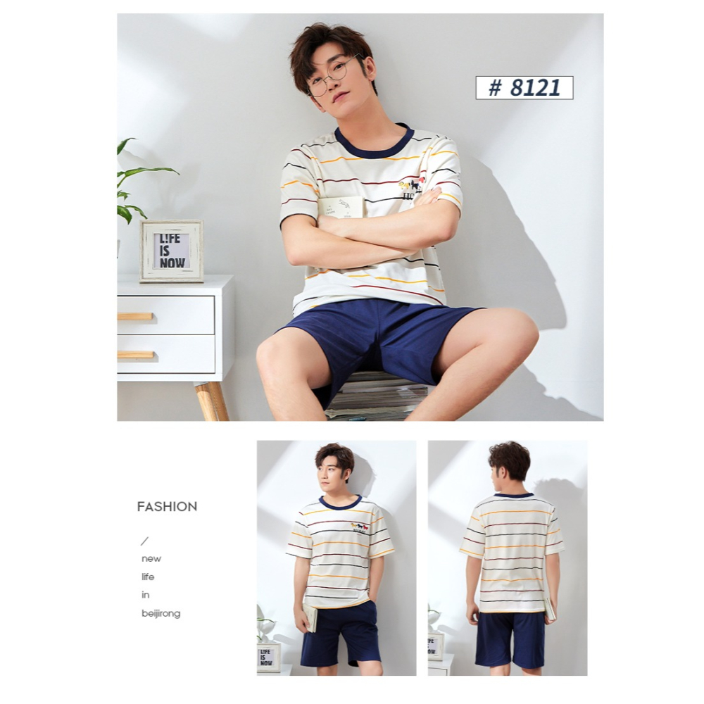 睡衣男款夏季純棉短袖2022新款大碼薄款春秋青少年兩件家居服套裝-細節圖9