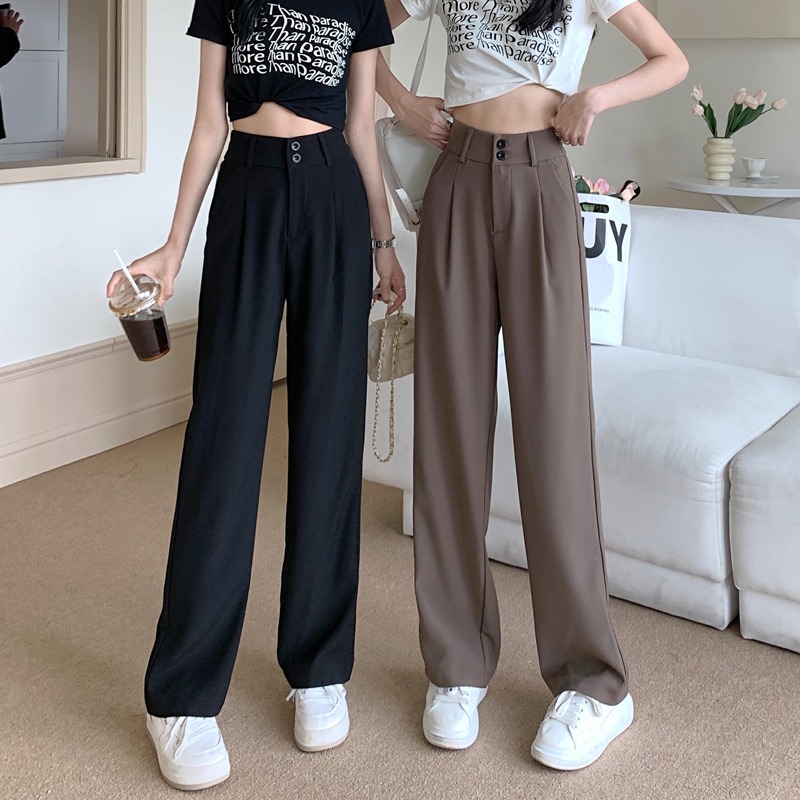 闊腿褲女高腰垂感寬松顯瘦夏季2022新款大碼休閑拖地直筒西裝褲子-細節圖3
