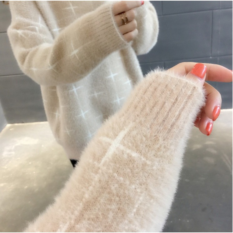 超火ins短款毛衣女2021新款半高領寬松套頭打底衫秋冬網紅款加厚-細節圖4