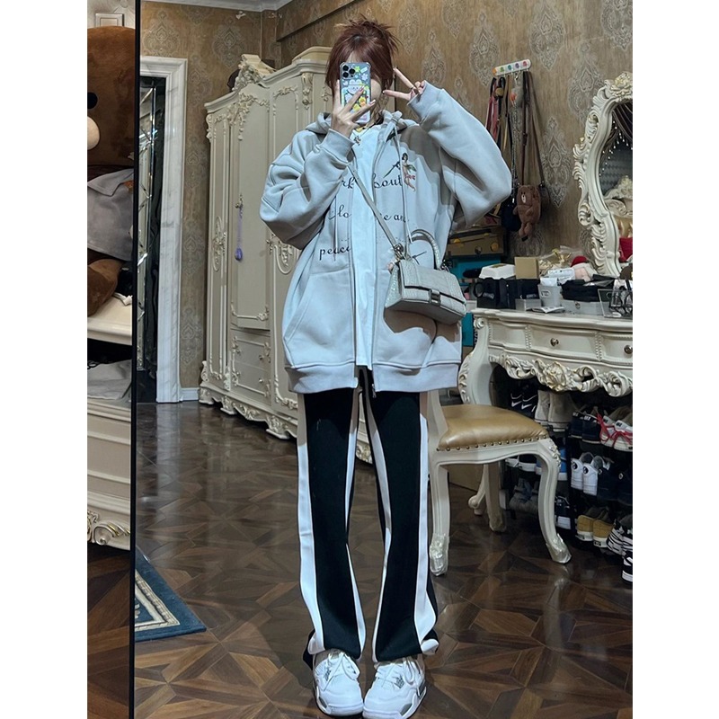 夏季薄款高腰直筒西裝褲女大碼胖妹妹mm衛褲顯瘦休閑運動闊腿褲子-細節圖4