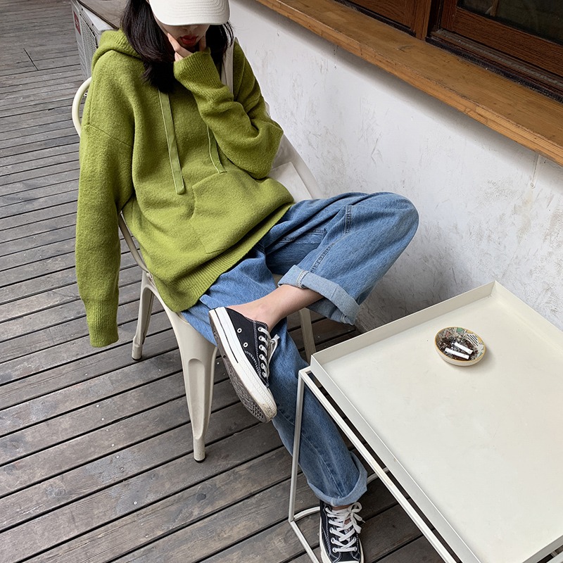2022年秋裝新款大碼牛仔褲女高腰胖妹妹闊腿褲垂感直筒寬松老爹褲-細節圖3