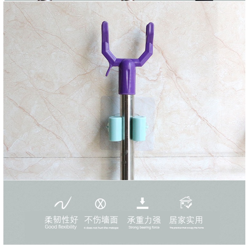 拖把架免打孔粘鉤掛鉤衛生間拖把夾壁掛強力固定卡扣強力無痕承重-細節圖7