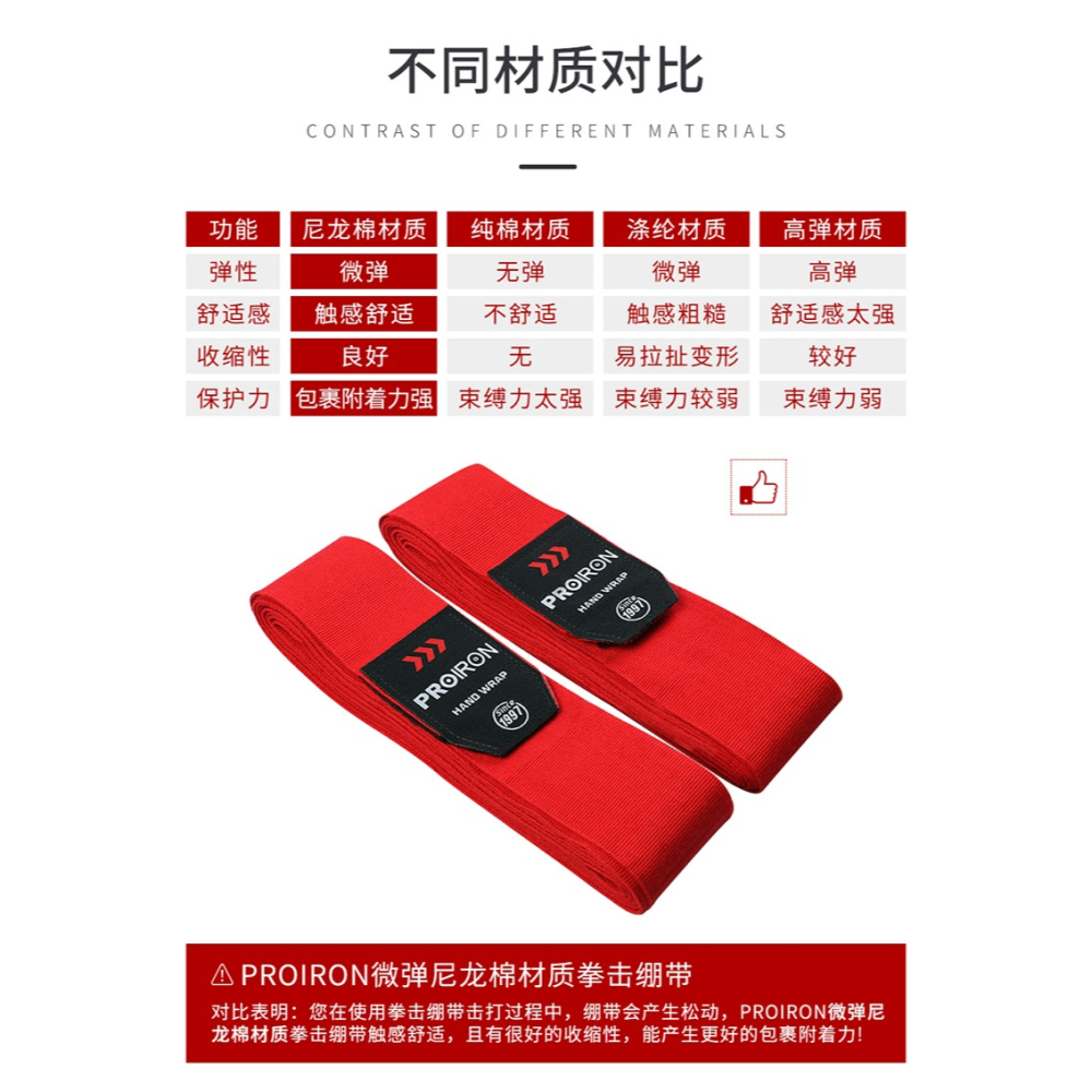 PROIRON拳擊繃帶女生散打纏手搏擊護具運動格鬥彈力打拳護手綁帶-細節圖9