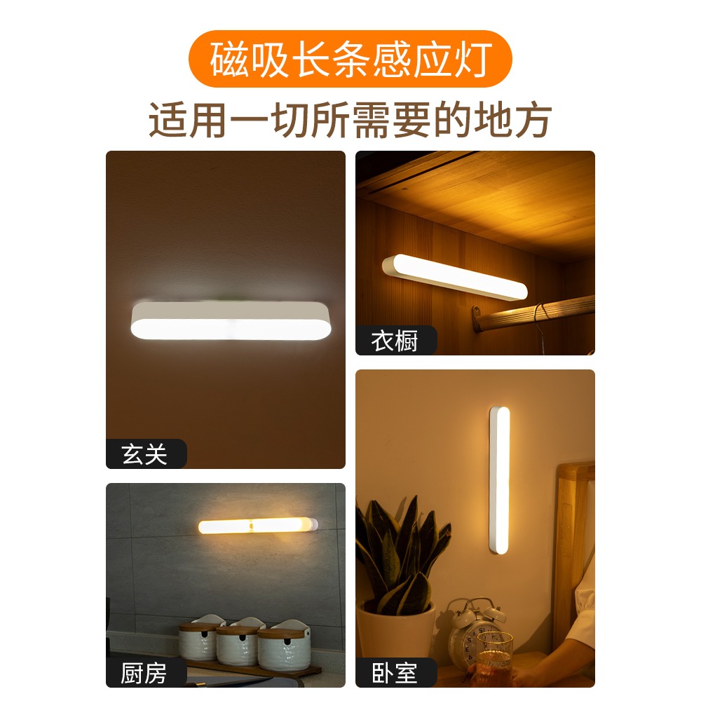 智能人體感應燈led小夜燈應急無線過道聲控光控起夜充電式牀頭燈-細節圖2