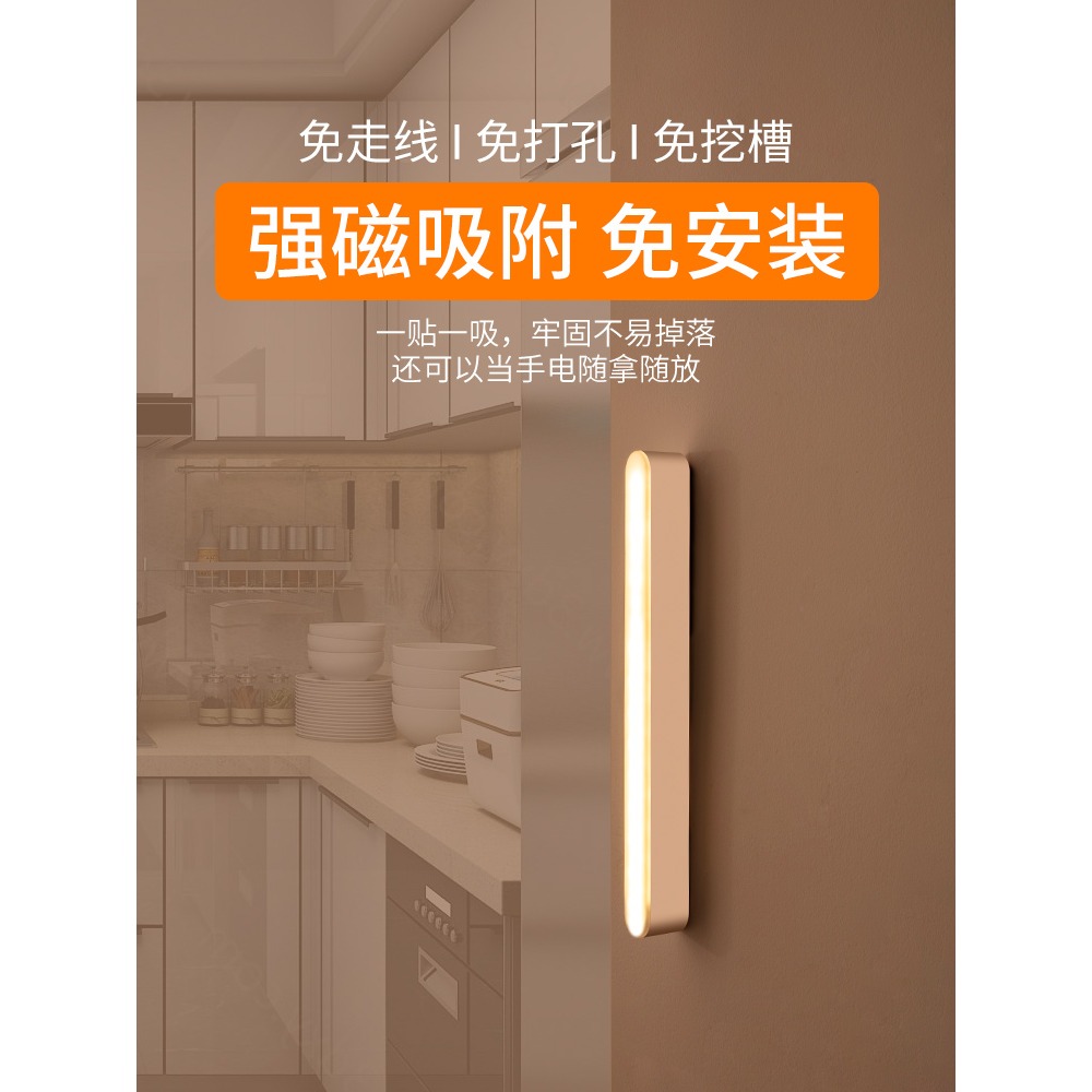 智能人體感應燈led小夜燈應急無線過道聲控光控起夜充電式牀頭燈-細節圖5