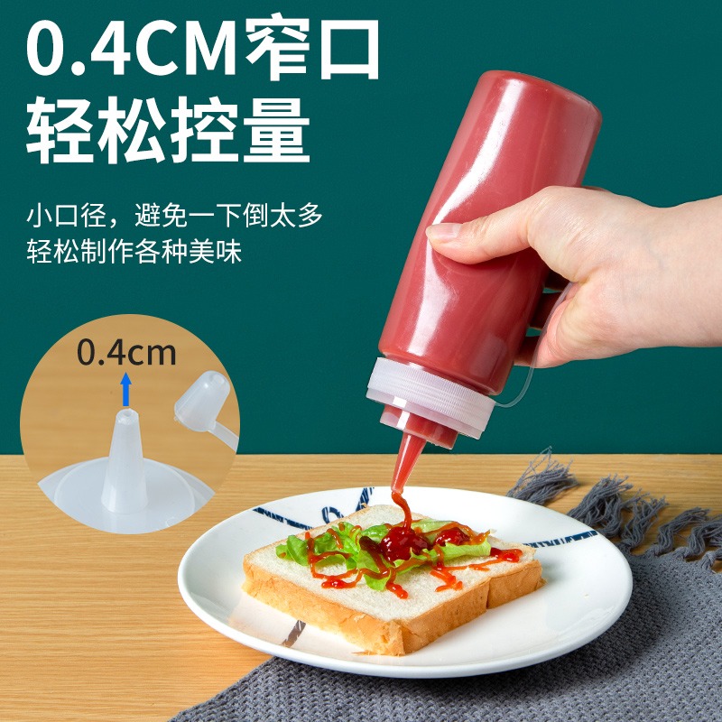三隻裝擠壓式擠醬瓶透明尖嘴番茄醬蜂蜜奶油沙拉醬耗油塑料調料瓶-細節圖3
