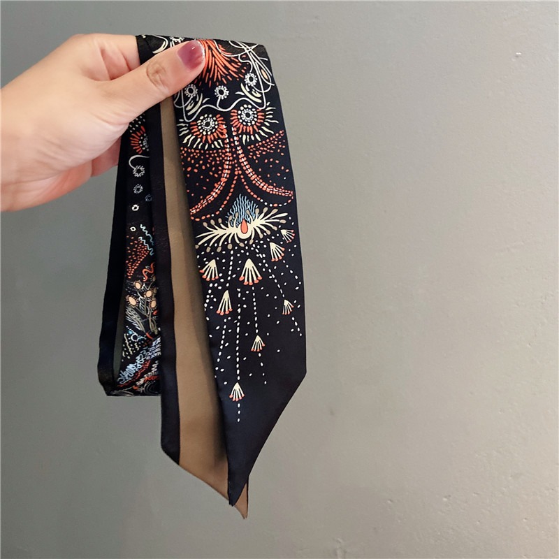 發帶煙花絲巾頭飾女多功能綁發森系超仙法式黑色復古飄帶百搭絲帶-細節圖3