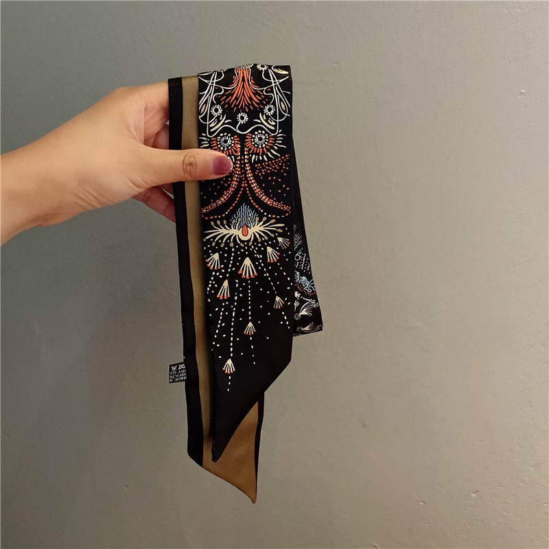 發帶煙花絲巾頭飾女多功能綁發森系超仙法式黑色復古飄帶百搭絲帶-細節圖5