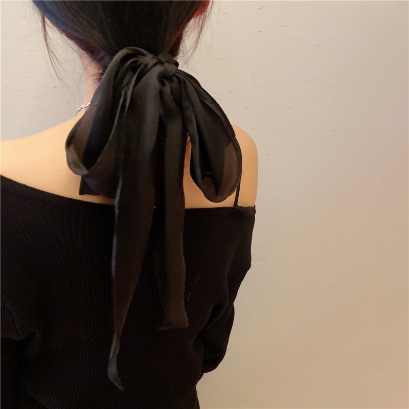 法式發帶春秋百搭復古絲巾女小長條絲帶裝飾飄帶ins風扎頭發綁發-細節圖2