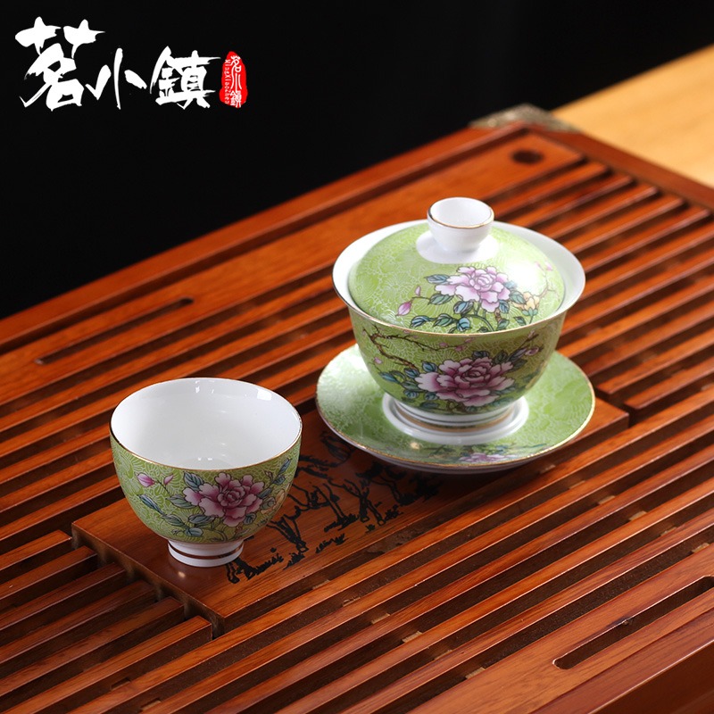 陶瓷主人杯青花瓷品茗杯印花釉下彩復古個人杯功夫茶道茶杯茶盞-細節圖4
