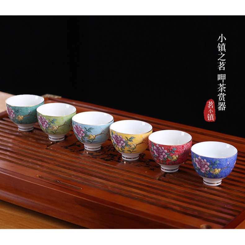 陶瓷主人杯青花瓷品茗杯印花釉下彩復古個人杯功夫茶道茶杯茶盞-細節圖8
