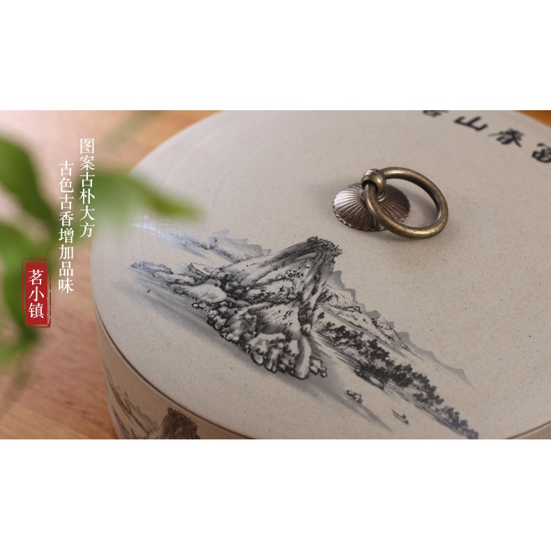 陶土普洱茶葉罐大號普洱七子餅罐醒茶罐茶缸茶罐茶盒陶瓷儲茶罐-細節圖10