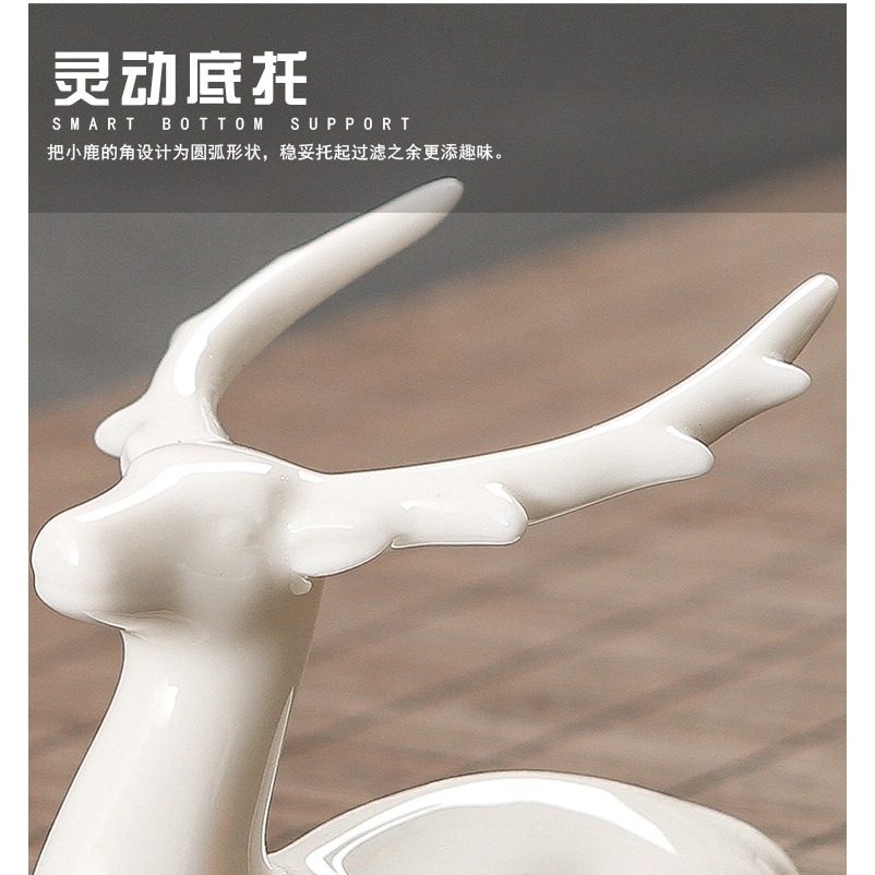 羊脂玉白鹿茶漏組陶瓷過濾器茶隔漏網功夫茶具茶道零配茶葉茶濾-細節圖10