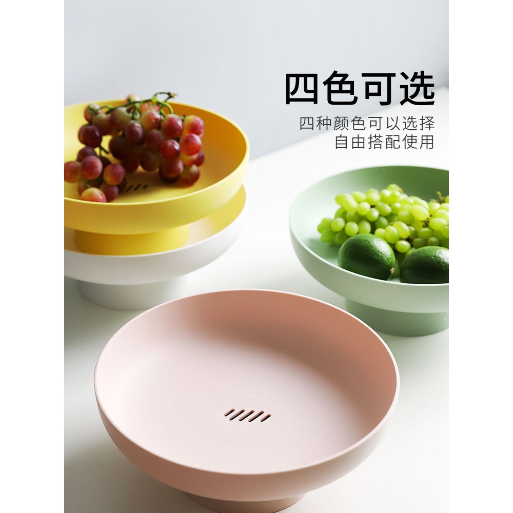 若溪 水果盤 客廳家用現代創意高腳果盤茶幾糖果零食盤瀝水籃-細節圖5
