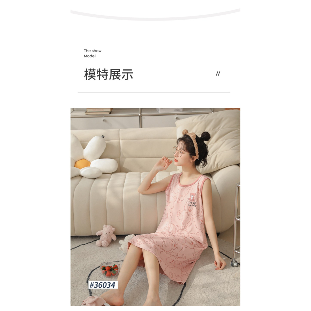 睡裙女夏純棉年新款背心無袖吊帶大碼可愛薄款春秋家居服睡衣-細節圖9