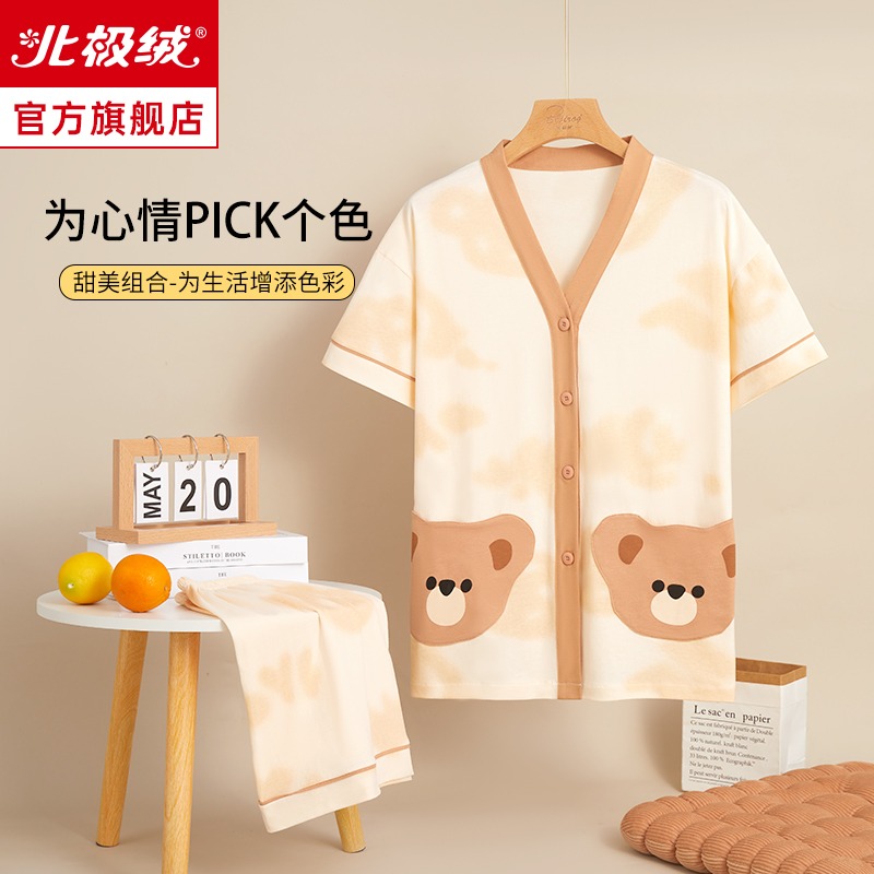 睡衣女夏款年新款寬松大碼可外穿薄款純棉短袖可愛家居服套裝-細節圖3