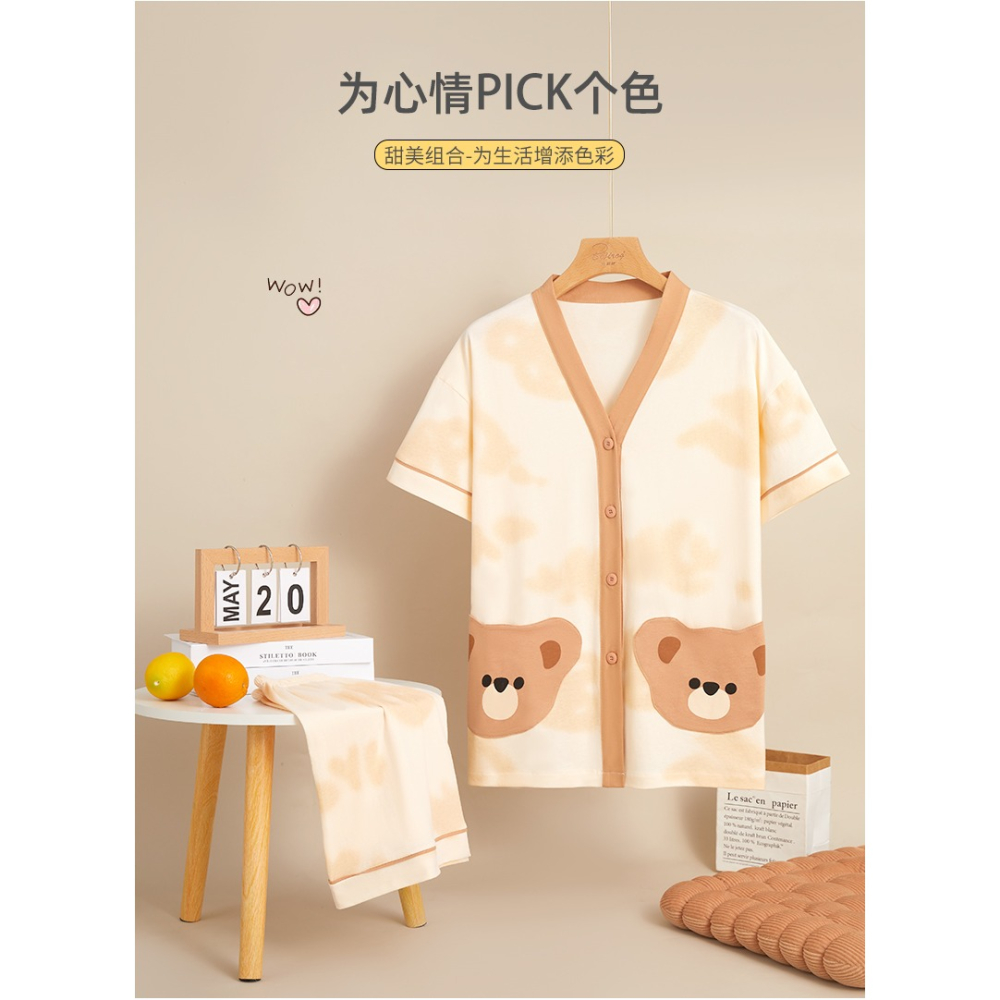睡衣女夏款年新款寬松大碼可外穿薄款純棉短袖可愛家居服套裝-細節圖8