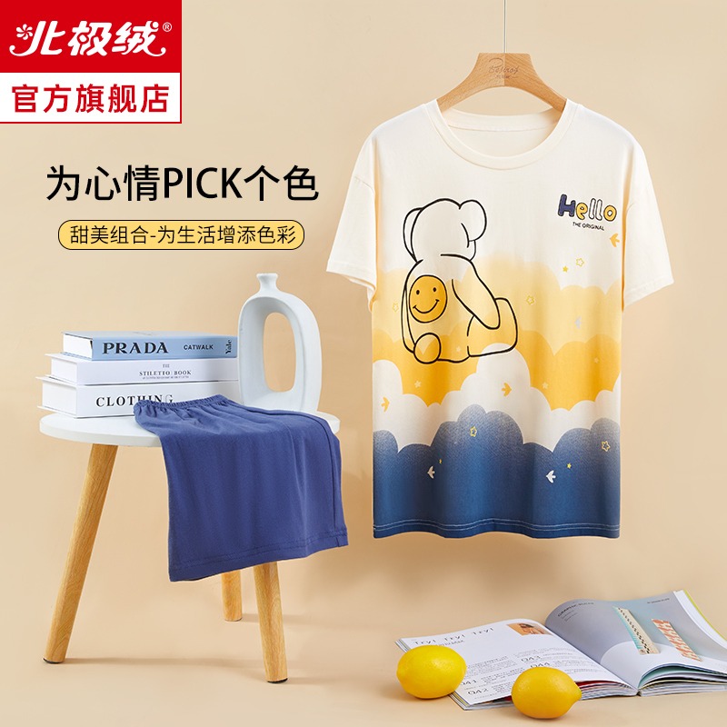 睡衣女士夏天年新款純棉可外穿短袖大碼寬松可愛夏款女家居服-細節圖3