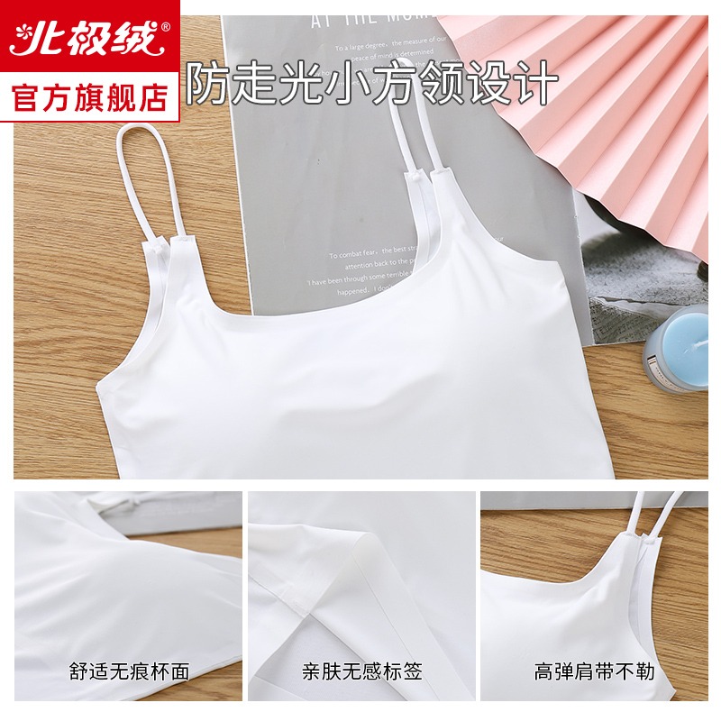 美背吊帶內衣女薄款夏冰絲內搭一體帶胸墊打底裹胸抹胸背心式文胸-細節圖4