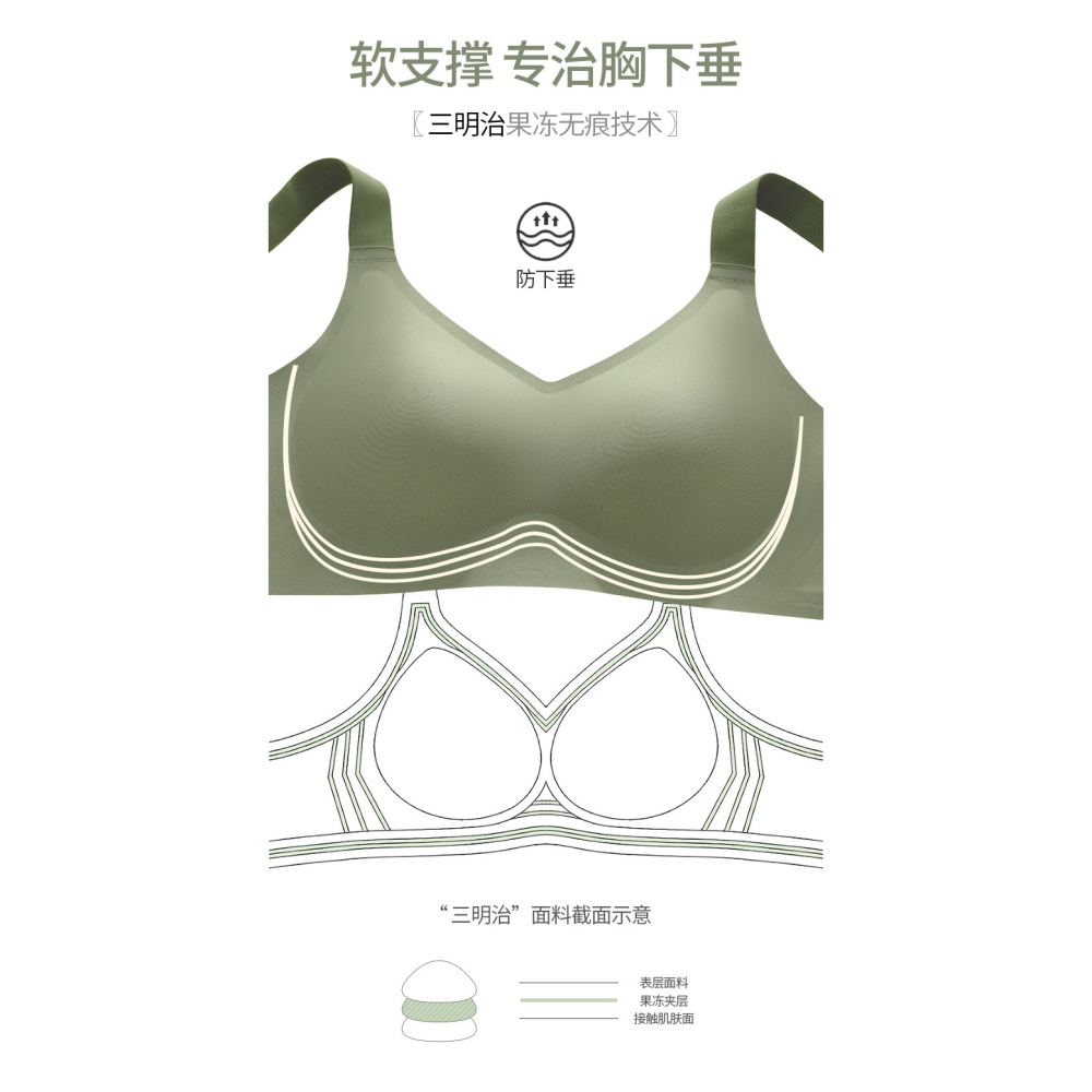運動內衣女無痕大胸顯小無鋼圈聚攏防下垂夏季薄款美背心式文胸罩-細節圖7