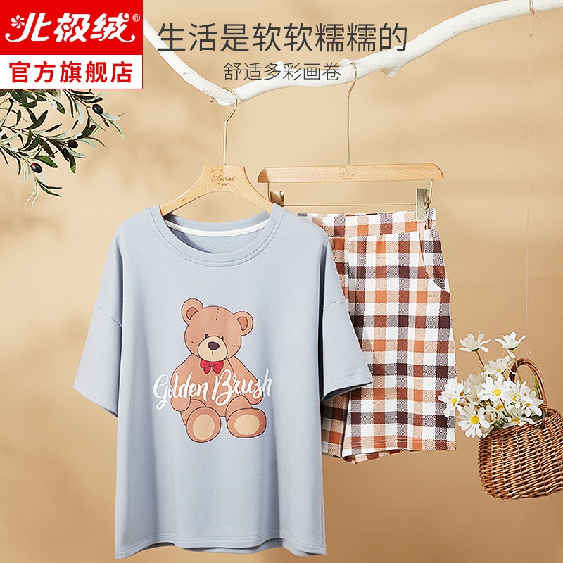 睡衣純棉夏季女士短袖年新款春夏可愛休閑女全棉家居服兩件套-細節圖3
