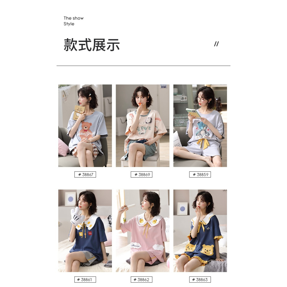 睡衣純棉夏季女士短袖年新款春夏可愛休閑女全棉家居服兩件套-細節圖8