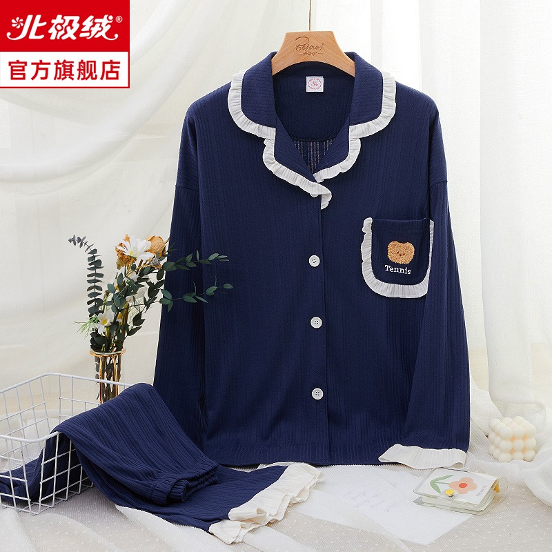 睡衣女士春秋款年新款純棉長袖ins風大碼可外穿家居服兩件套-細節圖3