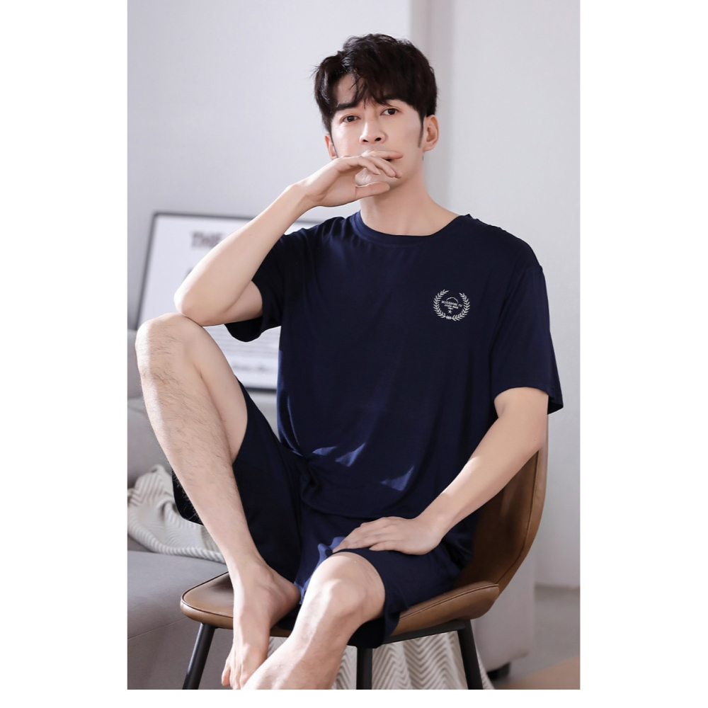 莫代爾冰絲男士睡衣夏天年新款大碼可外穿短袖薄款家居服套裝-細節圖6