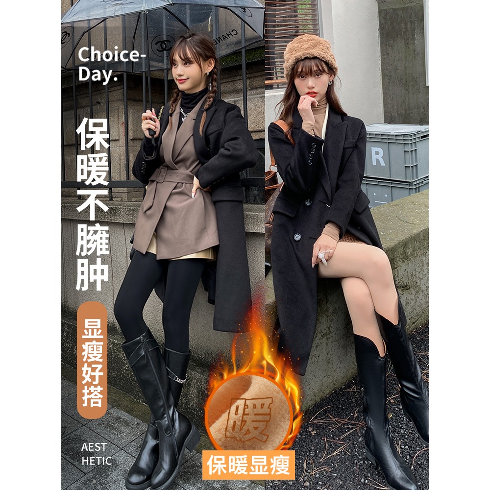 加厚加絨秋冬保暖褲打底褲黑女外穿高腰收腹提臀膚色光腿裸感神器-細節圖2