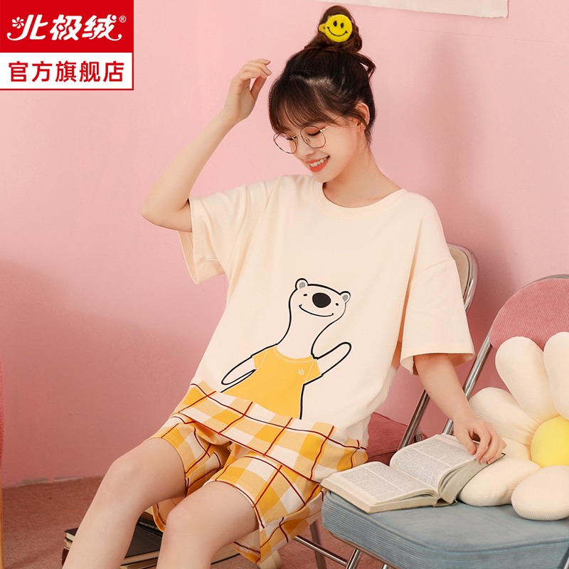 北極絨IP聯名款純棉短袖睡衣女夏天年新款大碼寬松可愛家居服-細節圖4