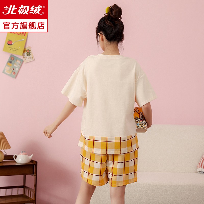 北極絨IP聯名款純棉短袖睡衣女夏天年新款大碼寬松可愛家居服-細節圖5