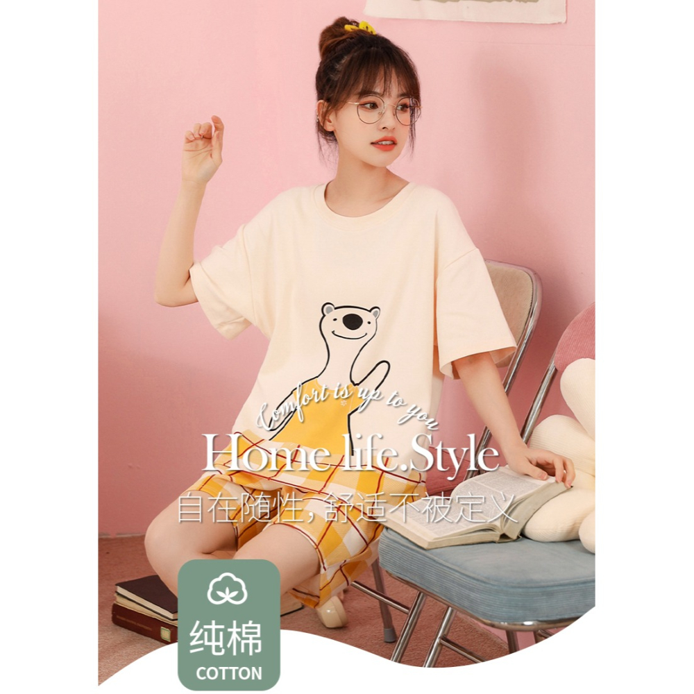 北極絨IP聯名款純棉短袖睡衣女夏天年新款大碼寬松可愛家居服-細節圖6