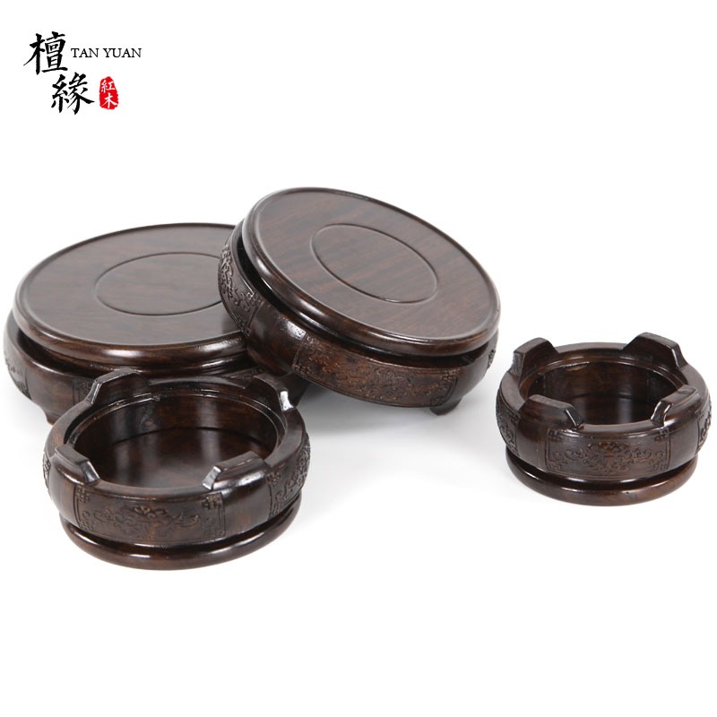 花盆底座託盤實木托架紅木質圓形擺件茶壺花瓶佛像奇石頭魚缸底座-細節圖2