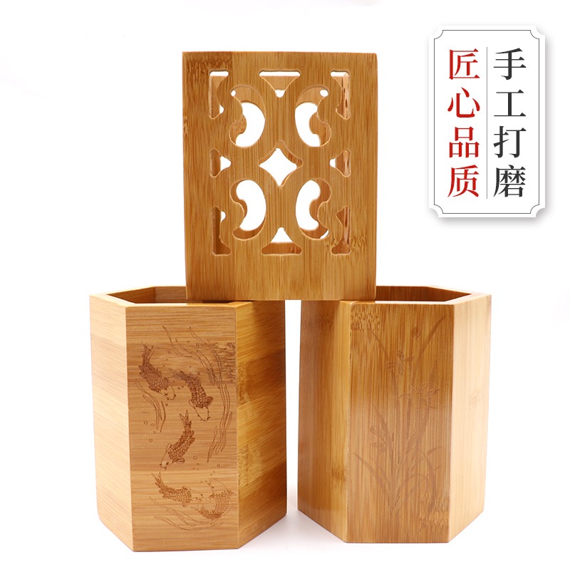 筷子簍竹簽筒筷子筒餐廳商用定製logo筷簍串串香竹筒筷燒烤竹簽筒-細節圖3