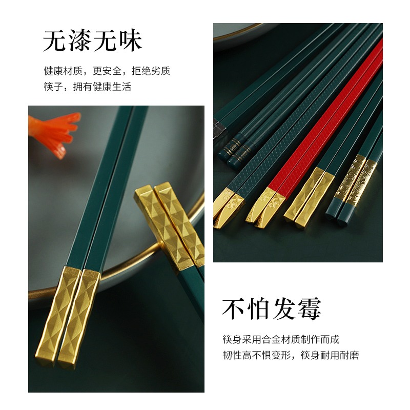 巴拉熊合金筷子家用一人一筷高檔防滑防黴耐高溫創意新款合金筷子-細節圖2