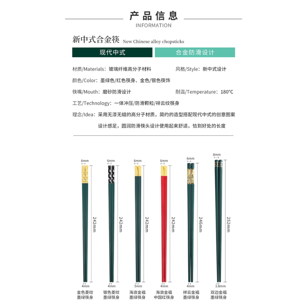巴拉熊合金筷子家用一人一筷高檔防滑防黴耐高溫創意新款合金筷子-細節圖9