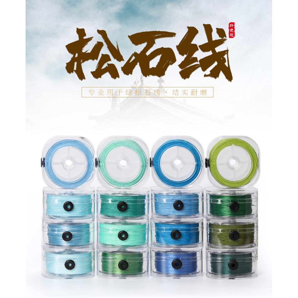 文玩線繩綠松石專用線繩手串繩三通佛珠編織繩藍色綠色彈力線-細節圖5