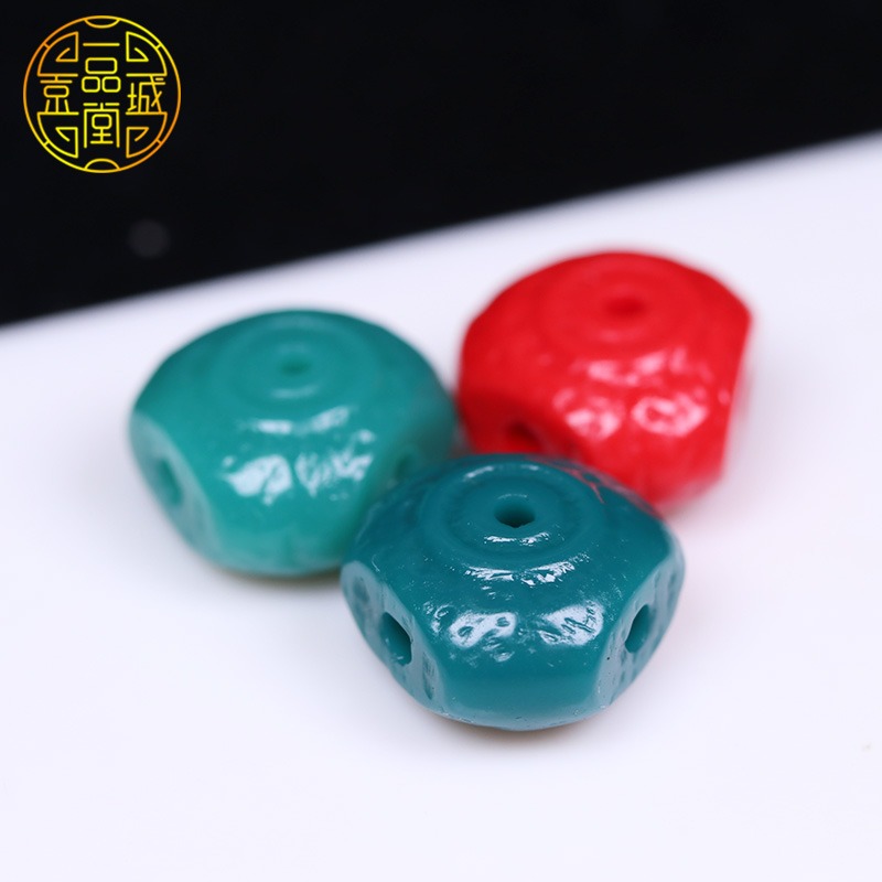 雪巴琉璃三角三通佛頭背雲 西藏料器108手串星月椰蒂DIY配飾配件-細節圖3