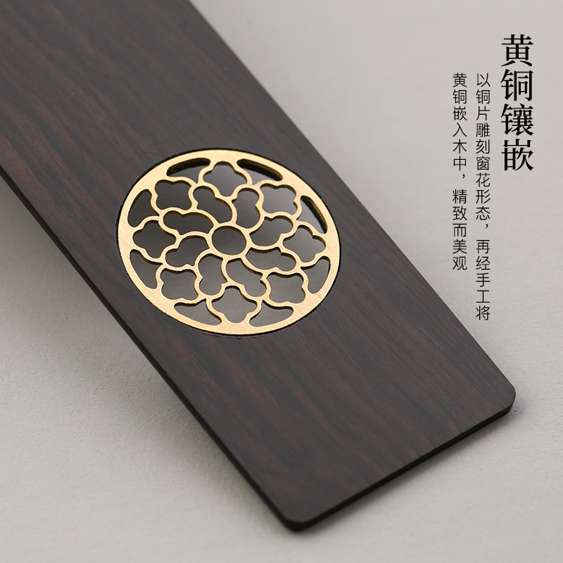 古典中國風紅木製書簽學生精美黑檀木質簡約文藝金屬禮盒創意古風教師節禮物 故宮紀念品小定製刻字訂制女生-細節圖3