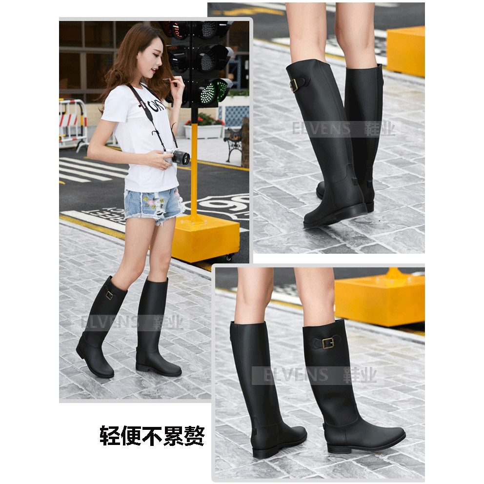 冬韓版雨鞋女高筒時尚防雨水鞋膠鞋馬丁雨靴戶外長筒水靴平底雨鞋-細節圖8
