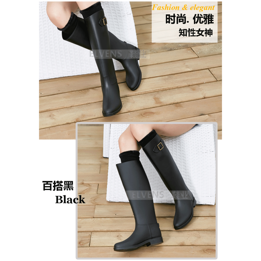 冬韓版雨鞋女高筒時尚防雨水鞋膠鞋馬丁雨靴戶外長筒水靴平底雨鞋-細節圖9