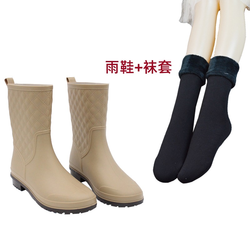 中筒雨鞋女 短筒韓國冬加絨套防滑雨靴馬丁防水鞋 女成人膠鞋女鞋-細節圖10