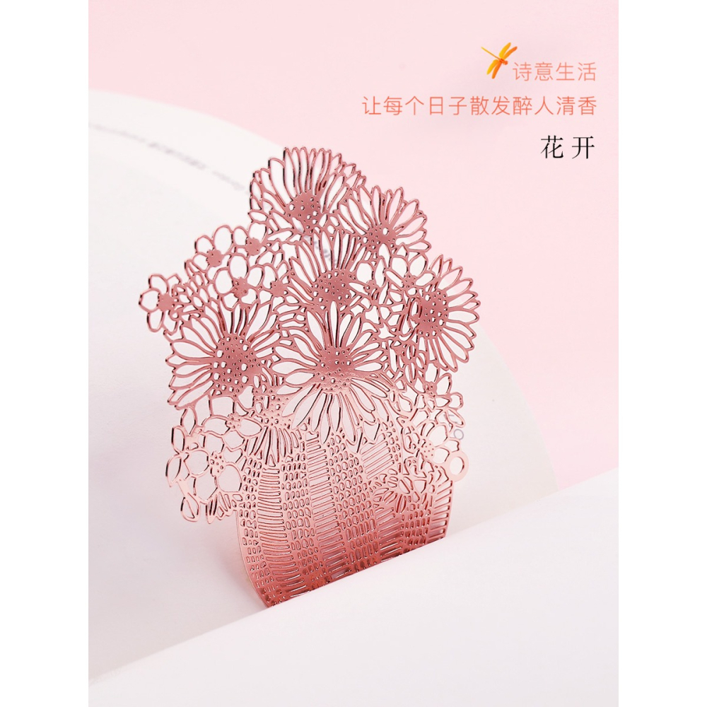 精美鏤空黃銅金屬書簽 精緻簡約文藝櫻花流蘇創意禮品 古典中國風古風小清新學生用可愛卡通小禮物情侶紀念品-細節圖2