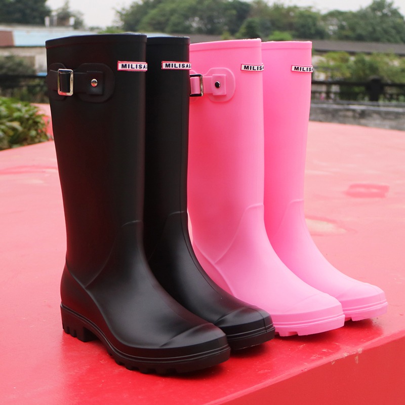 新品秋冬韓國雨鞋女士高筒防水鞋女成人長筒雨靴馬丁膠鞋水靴防滑-細節圖3