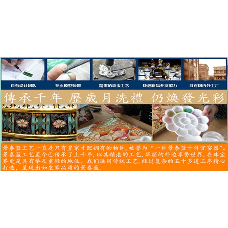 S925銀燒藍 景泰藍配件 扁珠三通隔珠 銀鍍金琺瑯掐絲配飾-細節圖3