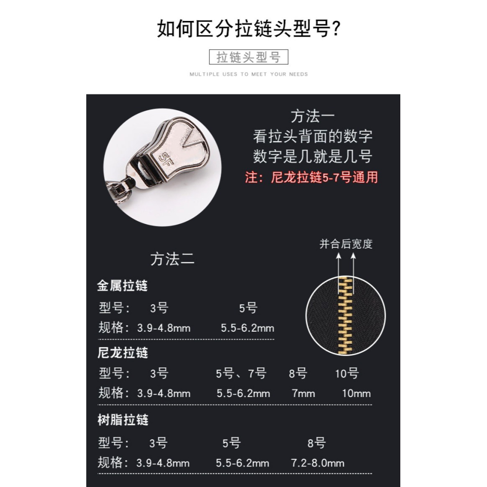 加厚拉鏈頭拉鏈配件被套書包箱包拉鎖頭衣服3號5號8號金屬拉鏈頭-細節圖9