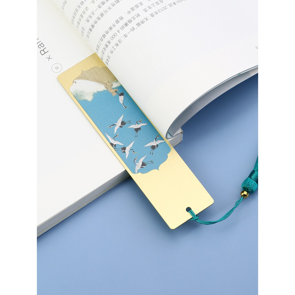 故宮金屬瑞鶴圖黃銅書簽女生禮物 古典中國風小學生用簡約文藝創意文創產品精美畢業謝師禮品敦煌定製訂制-細節圖2