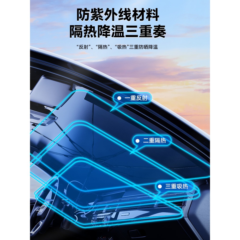 汽車遮陽傘停車用車窗遮陽簾前擋玻璃遮光罩板防曬隔熱神器遮陽擋-細節圖4